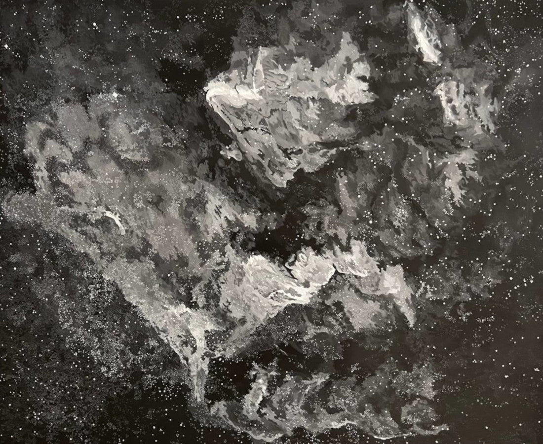 Monochrome nebula painting 1200 x 1000 mm